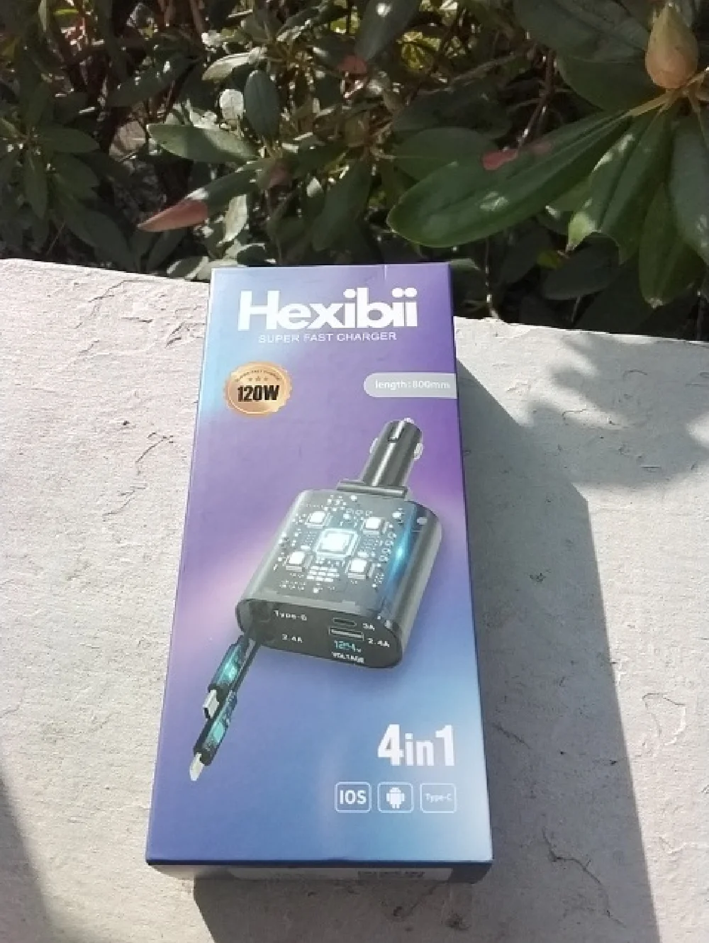 Hexibii NIB 4-in-1 Super Fast Car Charger - Purple Box